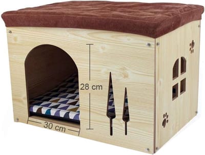 Thuys – Hondenhuisjes Voor Binnen – Stylevol Ontwerp – Hondenmand Gemaakt Van Hout – 57 x 40 x 40cm – Hout