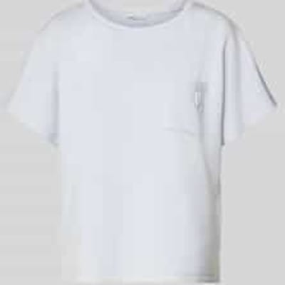 Tom Tailor - Losvallend scuba T-shirt met borstzak - Maat XL - soft dusty blue