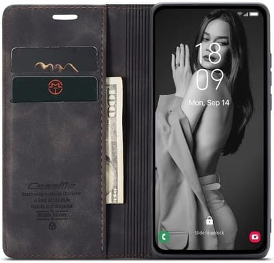 CaseMe 013 Hoesje Geschikt voor Samsung Galaxy A55 - Book Case met Standaard - Portemonnee Beschermhoes - Pasjeshouder voor Twee Pasjes - Zwart