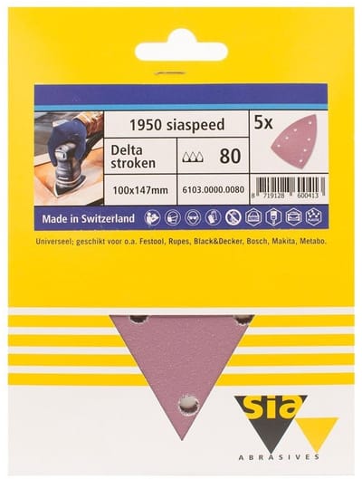 Sia siaspeed schuurpapier delta 7-gaats P80 - 100 mm. x 147 mm. (5 stuks)