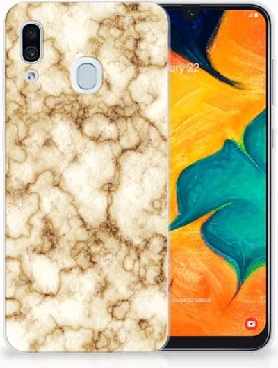 TPU Hoesje voor Samsung Galaxy A30 TPU Siliconen Hoesje Marmer Goud