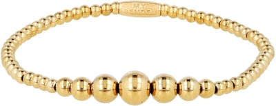 My Bendel - Elastische Armband met Goudkleurige Kralen In Verschillende Groottes - met Luxe Cadeauverpakking | Sieraden Voor Dames