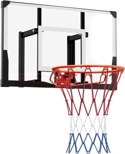 Muur gemonteerd Basketbalbord, 111.8 cm Polycarbonaat Backboard Met Duurzame Staal Frame, 2 mm Versterkte Backboard, Stabiele Nylon Net, Geschikt voor Binnen- en Buiten Speel