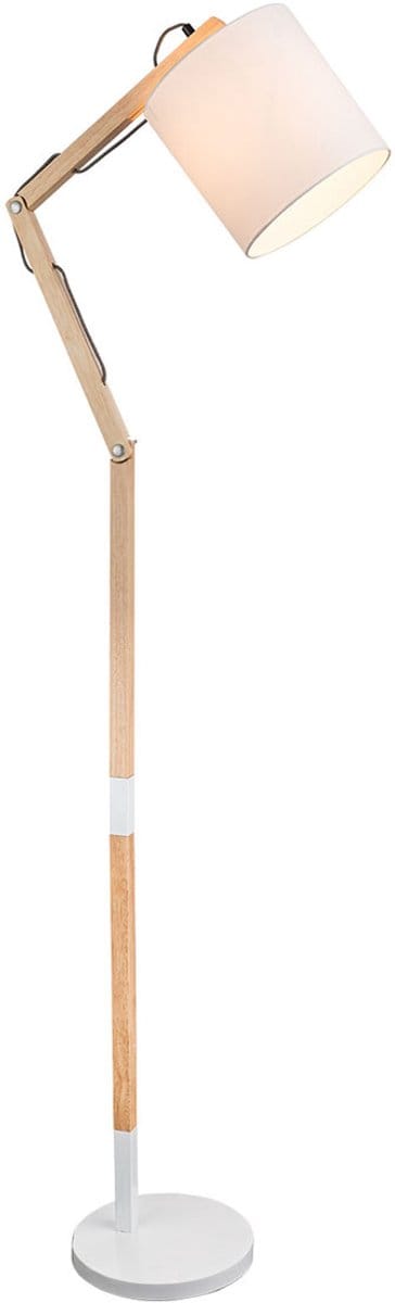 Globo - vloerlamp - Mattis - wit - metaal - leeslamp - E27 - 21510S