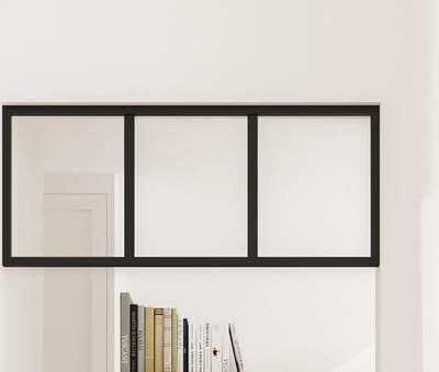 Vente-unique Bovenraam werkplaats van gepoedercoat aluminium - L93 x H40 cm - Zwart - BAYVIEW