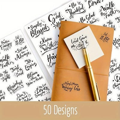 VANDAAG VERZONDEN - Bijbeltekst Stickers - 50 STUKS - Transparant - Bijbeltekst voor Bible Journaling - Bijbel Bible - Jezus - Pasen Pinksteren Hemelvaart Goede Vrijdag