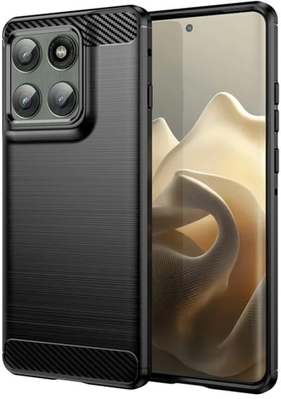 MobyDefend Hoesje - Geschikt voor Motorola Edge 60 Pro - TPU Backcover - Geborstelde Metaal & Carbon-Look - Zwart