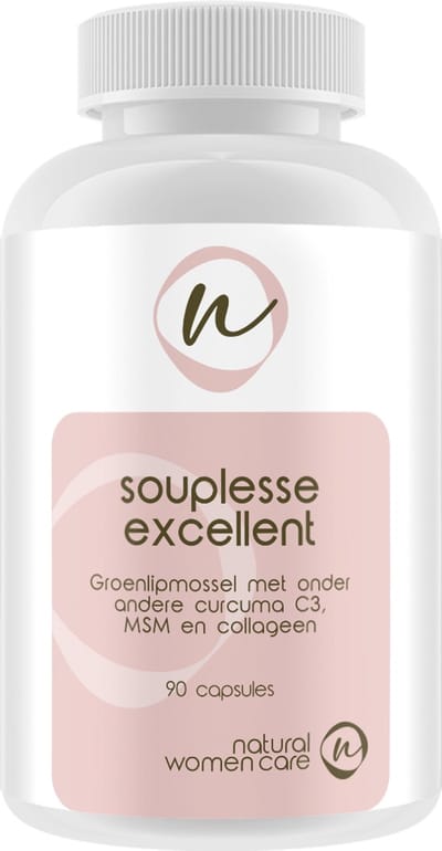 Natural Women Care - Souplesse Excellent - Groenlipmossel met Curcumine (C3) en Collageen, MSM en Biocell - bron van omega-3 vetzuren -
