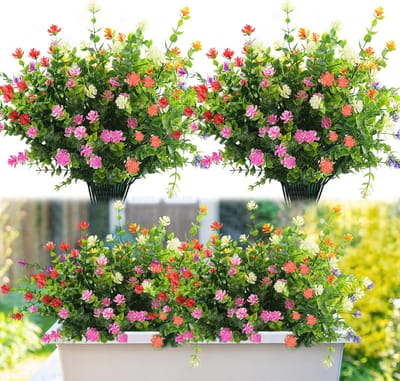 12 Bundels Kunstbloemen Decoratie - 6 Kleurige Nepbloemen voor Binnen en Buiten