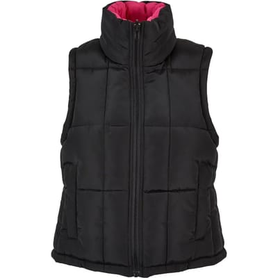 Urban Classics - Reversible Cropped Puffer Mouwloos jacket - S - Zwart
