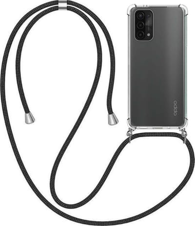 Telefoonhoesje Geschikt voor Oppo A54 5G met Koord en Stootrand - TPU Backcover Shockproof met Lanyard - Smartphonica geschikt voor Oppo A54 5G