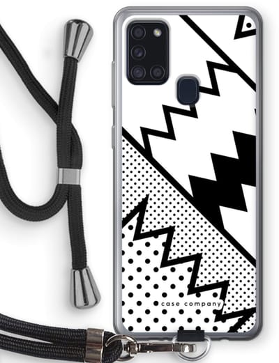 Case Company® - Hoesje met koord geschikt voor Samsung Galaxy A21s hoesje met Koord - Pop Art #5 - Telefoonhoesje met Zwart Koord - Bescherming aan alle Kanten en Over de Schermrand