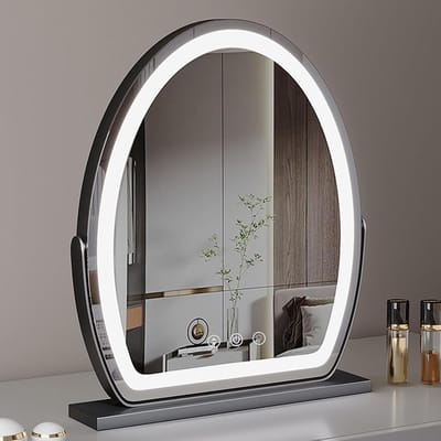 Kapspiegel met LED - Verlichte spiegel - Make-up aanbrengen - 360 graden draaibaar - 30 x 40 cm - Zilver