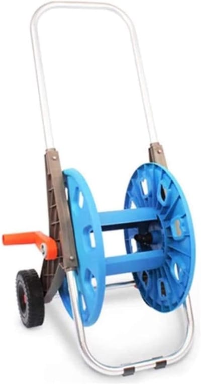 Tuinslangwagen - Haspel met wielen - Tuin water geven - Draagbaar opbergrek - 60 m slang - Zwart