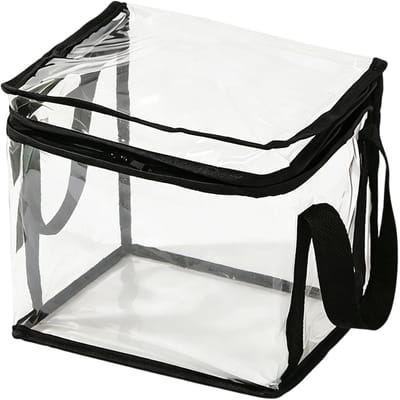 Speelgoedopbergzakken - Opbergtas Puzzels - Speelkamer Organiseren - Transparant PVC Ontwerp - 23x17x23 cm - Zwart