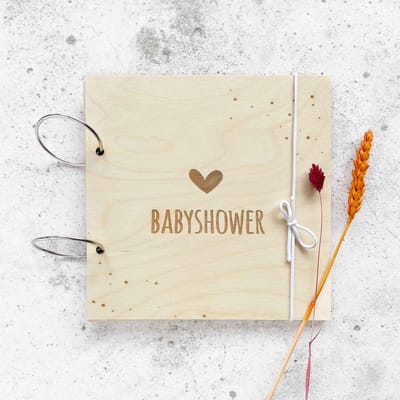 Babyshowerboek - hout - excl. inhoud - eigen babyshowerboek maken - gastenboek babyshower - spelletjesboek babyshower