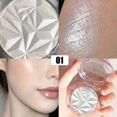 Palette de poudres surligneuses diamantées 2 couleurs pour contour du visage pailleté, maquillage illuminant, scintillant, ultra concentré, cosmétique white