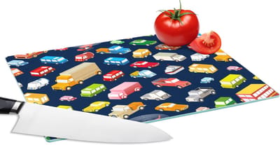Glazen Snijplank - 28x20 - Patroon - Auto - Verkeer - Snijplanken Glas