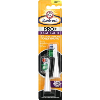 Arm & Hammer, Pro+ Tandvleesgezondheid, Zacht, 2 Opzetborstels orange