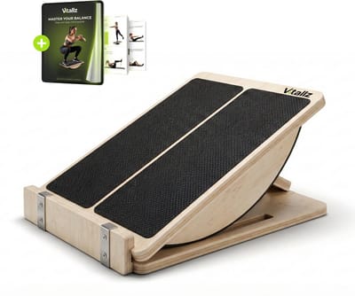 2-in-1 Balansbord - Balanstrainer & Slant Board - Fitness Balance Board - Balanskussen - Wiebelkussen - Balansbal - Stretch Board - Incl. E-book