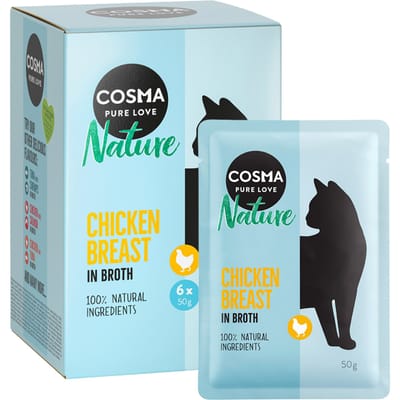 36x50g Nature Maaltijdzakjes Kippenborst Cosma Kattenvoer