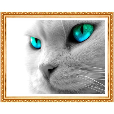 DIY 5D volledige ronde diamant kleine witte kat volledige ronde schilderij Stitch Crystal Diamond schilderij 20X30CM gray