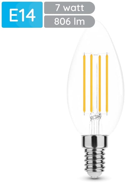 Modee E14 LED Lamp Dimbaar 7W - 806lm - 4000K - Neutraal Wit - LED Filament Kaarslamp B35 - Vervangt 50W Halogeen Gloeilamp