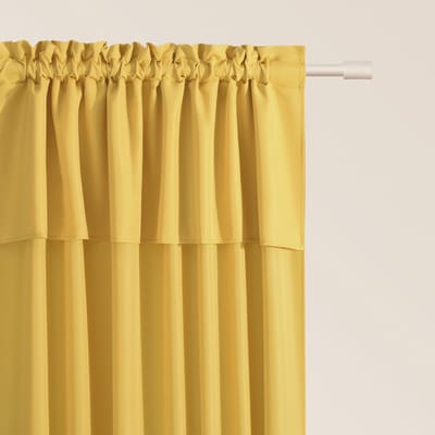 Mia Gordijnen met plooiband, 140 x 280 cm breed x hoogte, schuifgordijnen, modern, voor woonkamer, slaapkamer, mosterd, 1 stuks