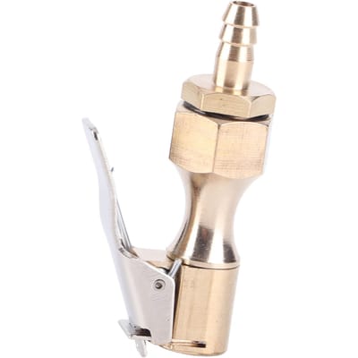 Adaptateur de pompe à air pour gonfleur de pneus en laiton avec mandrin verrouillable et connecteur cannelé de 6,5 mm beige