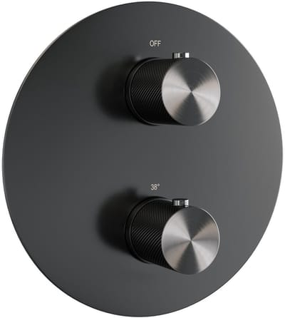 Brauer Gunmetal Carving - 3 Weg - Inbouwthermostaat - Rond - In/afbouwdelen - Gunmetal Geborsteld PVD