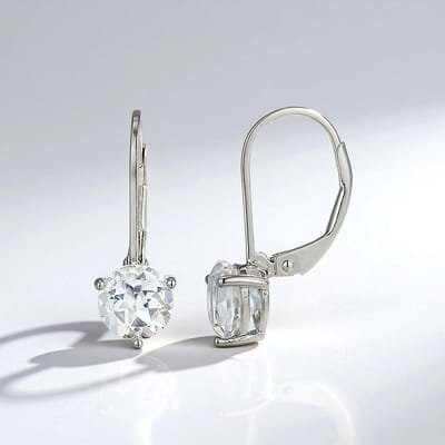 Cavill - Zilveren oorbellen 925 sterling met witte topaas 6 mm rond geslepen - Druppelvorm - Luxe oorknopjes voor dames