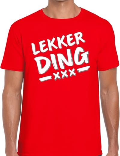 Lekkerding tekst t-shirt rood heren S