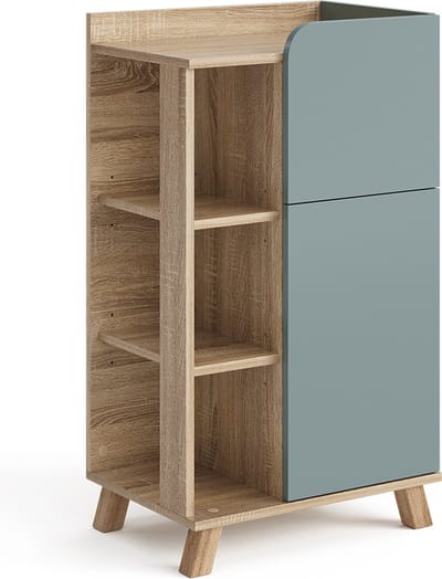 Vicco Karen Halfhoge kast – 50 x 90 cm met deur en lade Sonoma/blauw
