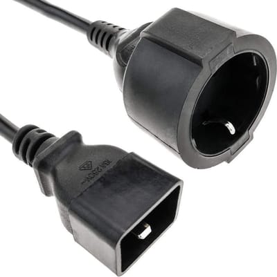 UPS stroomkabel met rechte C19 plug en rechte CEE 7/5 (penaarde) stekker - 3x 1,00mm / zwart - 50 cm