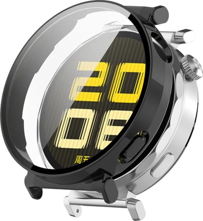 Strap-it Hard PC bescherm hoesje - case met screen protector van glas geschikt voor Huawei Watch GT 5 - 41mm (zwart)