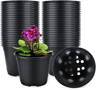 Store_9 - Kunststof Bloempotten - 100 Stuks - Perfect voor Tuinieren - Zwart - Plantenpotten - Geschikt voor Binnen en Buiten - 15 cm