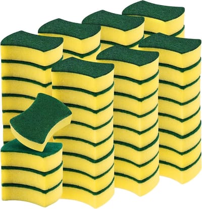60 Pack 10x8x3cm Scrub Sponzen voor Keuken, Dubbelzijdige Afwasponsen, Niet Krassende Schoonmaak Sponzen voor Huishoudelijk Gebruik