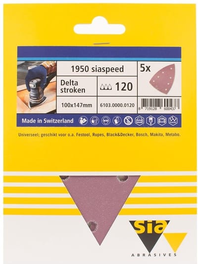 Sia siaspeed schuurpapier delta 7-gaats P180 - 100 mm. x 147 mm. (5 stuks)