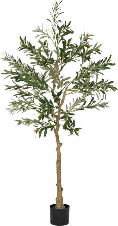 HOMCOM Kunstmatige olijfboom 150 cm in pot - Kunstplant - Kunstboom - Decoratieve nepplant voor binnen - Groen