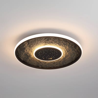 Searchlight LED plafondlamp Lumadisc, sterren-effect, zwart, Ø 41 cm