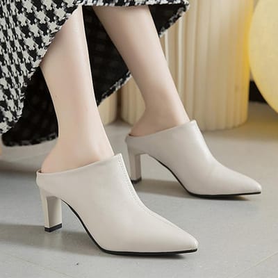 Sexy Hoge Hakken Dames Pantoffels Merk Slingback Mules Schoenen Nieuwe Trend Mode Jurk Feest Pumps Puntige Neus Dames Slippers 35
