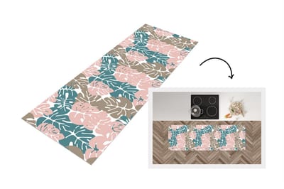 Keukenloper - Loper keuken - Monstera - Jungle - Patronen - Pastel - Bladeren - 150x50 cm - Keukenloper vinyl