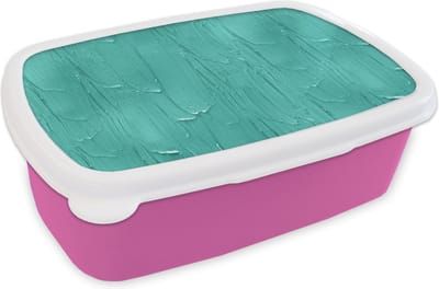 Broodtrommel Roze - Lunchbox - Brooddoos - Verf - Patronen - Turquoise - 18x12x6 cm - Kinderen - Meisje