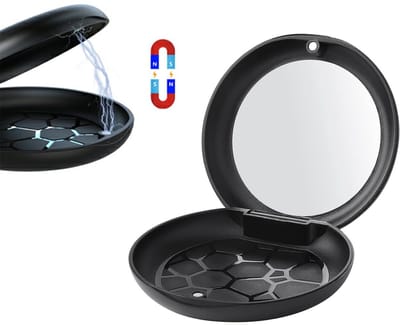 Store_8 - Tandheelkundige apparaatdoos - Opbergdoos voor orthodontische houders - Compact en hygiënisch - Zwart met spiegel - Perfect voor onderweg...