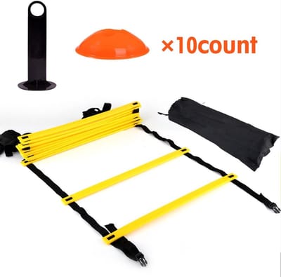Trainingsladder Set - Agility Ladder - Voetbal Training - 12 Verstelbare Sporten - 6 Meter Lengte - Geel