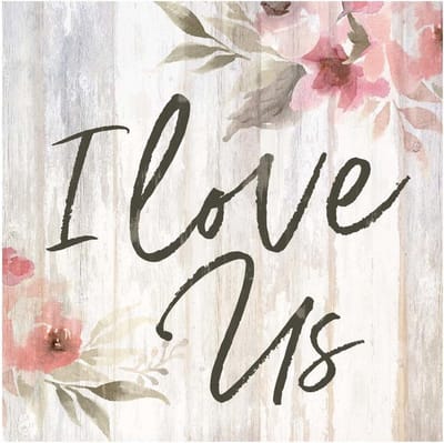 Decoratief Beeld - Tabletop Block I Love Us - Hout - 316europe - Wit