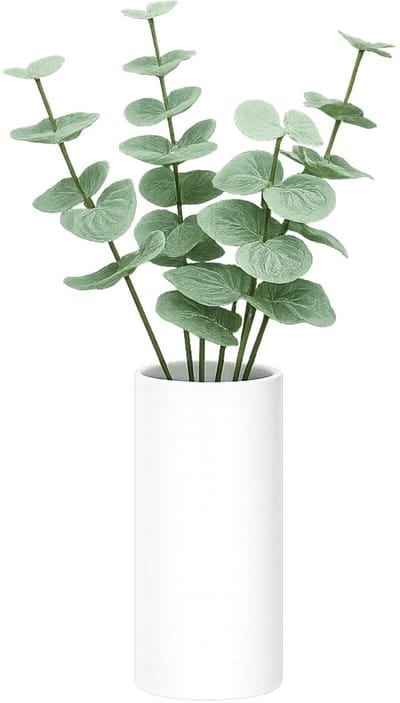 Bellatio Design Kunstplant takken Eucalyptus Cinera - 4x - 38 cm - 3 takken - kunst bladgroen - decoratief - zijdebloemen
