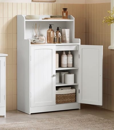 Kuwait Badkamerkast met 2 deuren - Kast 2 verstelbare planken - kast voor eetkamer - keuken - woonkamer - wit