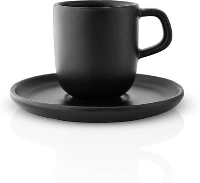 Espressobeker met schotel - Koffiekopje - Koffie moment - Hittebestendig keramiek - 65ml - Zwart