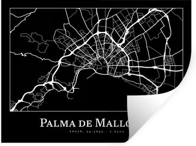 Muurstickers - Sticker Folie - Plattegrond - Stadskaart - Palma de Mallorca - Kaart - 40x30 cm - Plakfolie - Muurstickers Kinderkamer - Zelfklevend Behang - Zelfklevend behangpapier - Stickerfolie